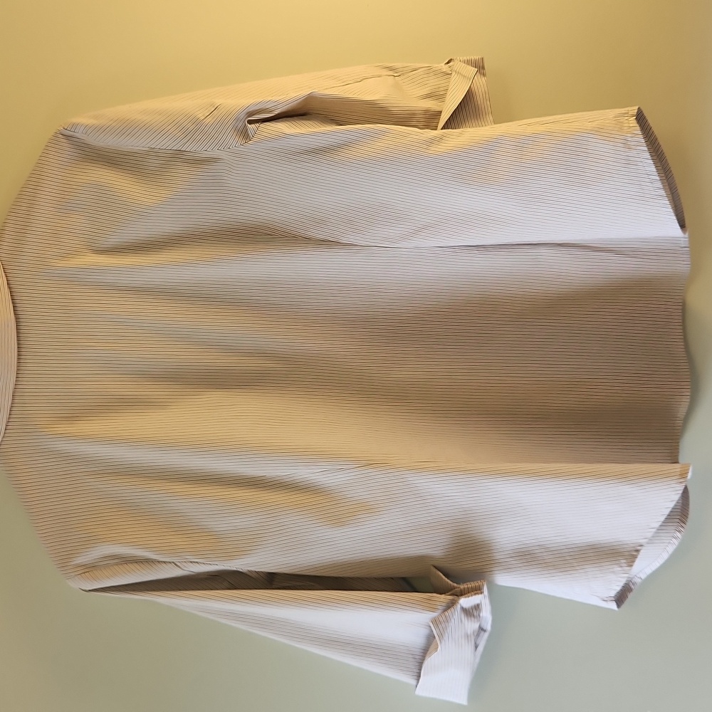 Worthington Petite Button-Down Shirt – Pinstripes, 3/4 Sleeve - Picture 2 of 10